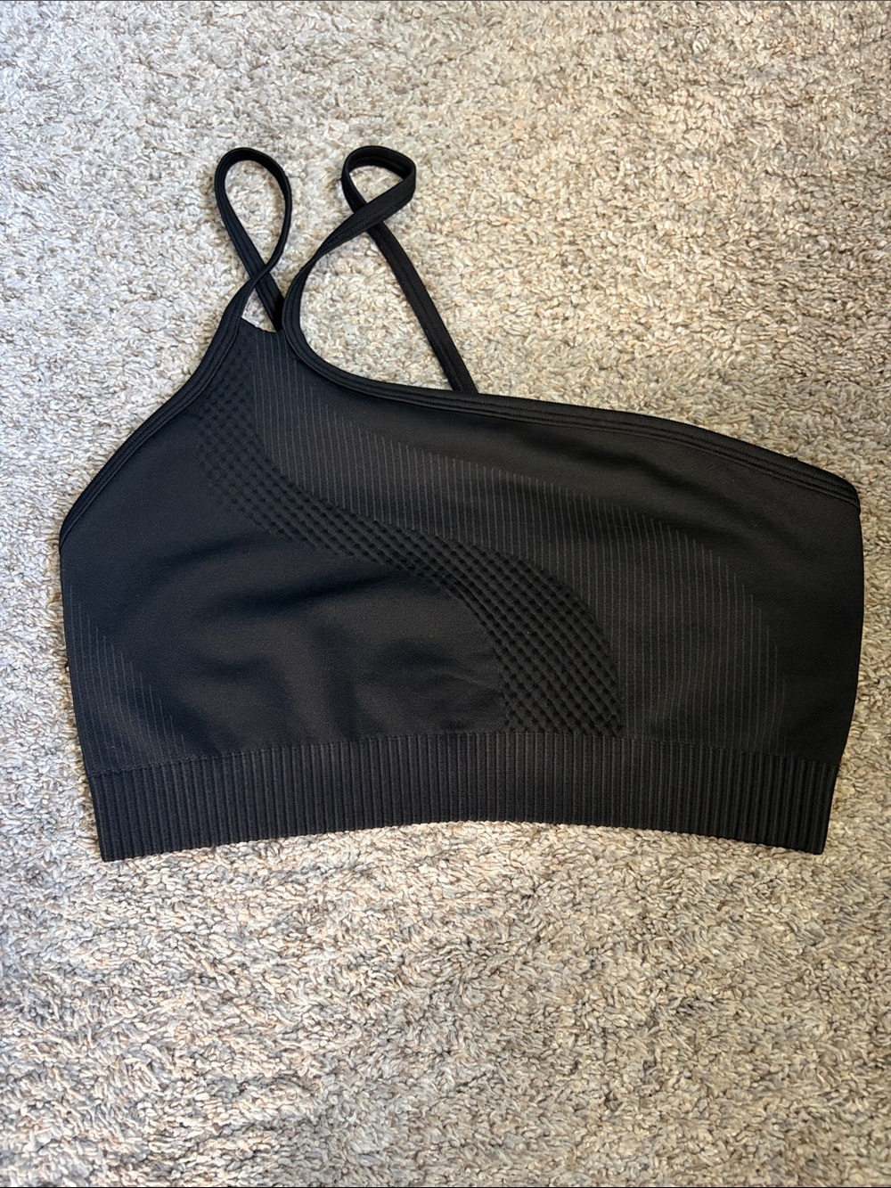 Fabletics Black One-Shoulder Seamless Sports Bralette